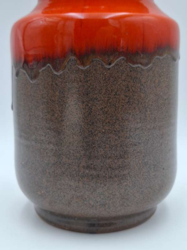 Orange & Brown Medium Drip Glaze Mid Century Pottery Vase