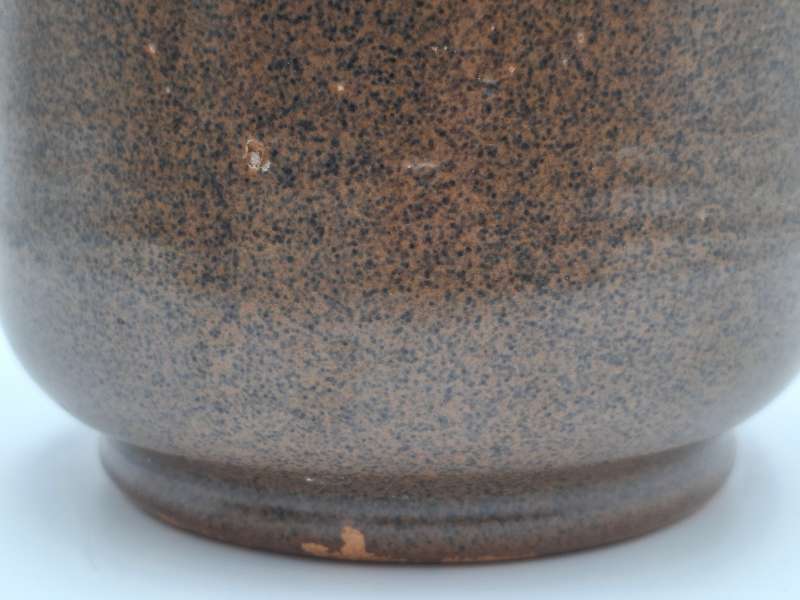 Orange & Brown Medium Drip Glaze Mid Century Pottery Vase