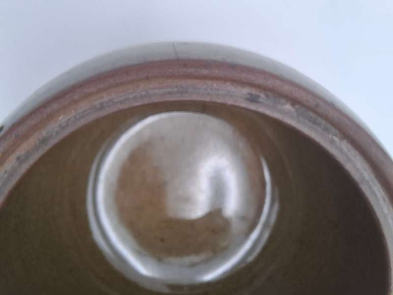 Vintage Storage Pottery Bowl with Lid - 16cm x 16cm - Olive Green and Chocolate - Great Condition