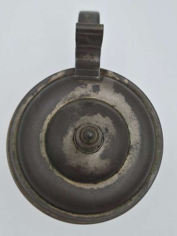 Vintage Pewter Tankard with Flip Lid and Engraved Emblem