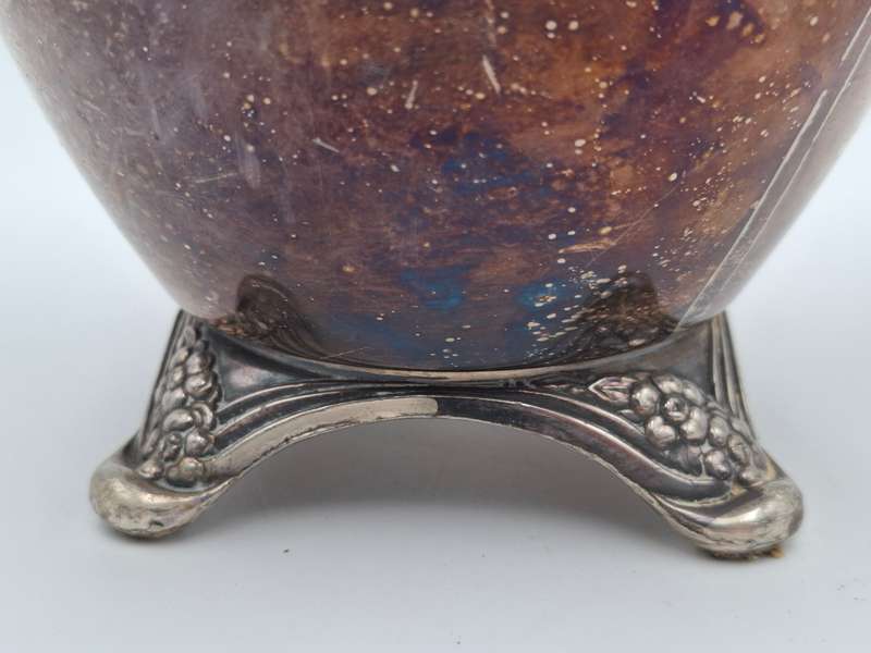 Vintage Silver Plated Pitcher with Embossed Ornate Design on the Handle and Base