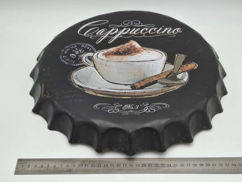 Cappuccino Wall Decor Sign - Metal 40cm diameter