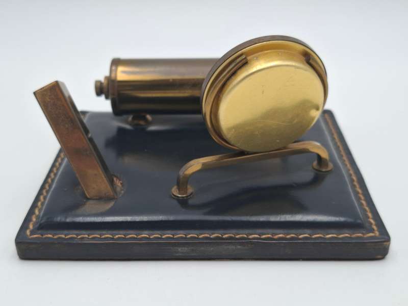 Vintage Leather Desktop French Calendar with Pen Holder
