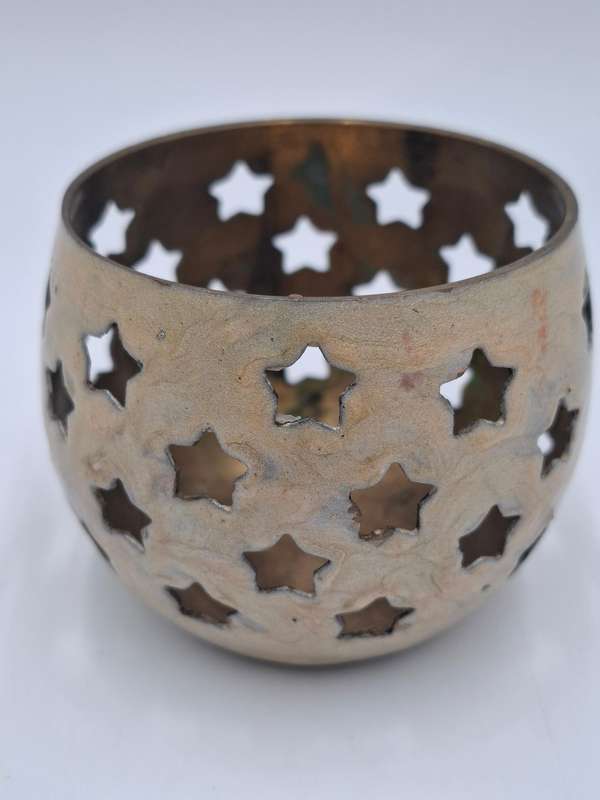 Brass Tealight Candle Holder with Star Shapes