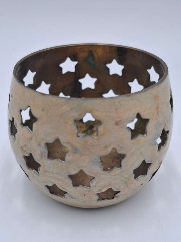 Brass Tealight Candle Holder with Star Shapes