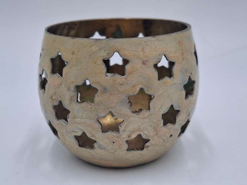 Brass Tealight Candle Holder with Star Shapes