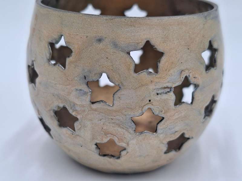 Brass Tealight Candle Holder with Star Shapes