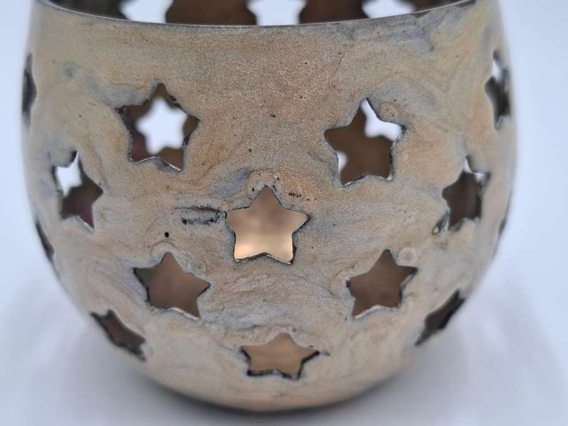 Brass Tealight Candle Holder with Star Shapes