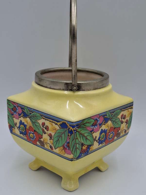 Vintage Pair Biscuit Jars by Lancaster & Sons - Silverplated handles - excellent condition