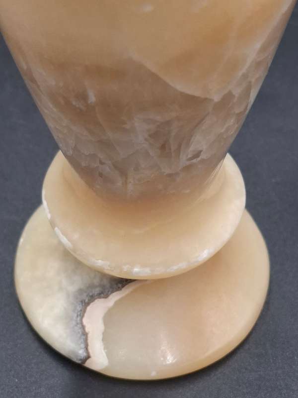 Vintage Egyptian Alabaster Vase - Hand carved - Beautiful with Milky Appearance & Unique Veining