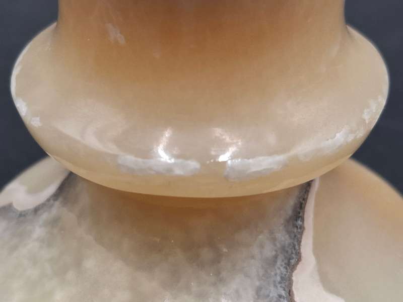 Vintage Egyptian Alabaster Vase - Hand carved - Beautiful with Milky Appearance & Unique Veining