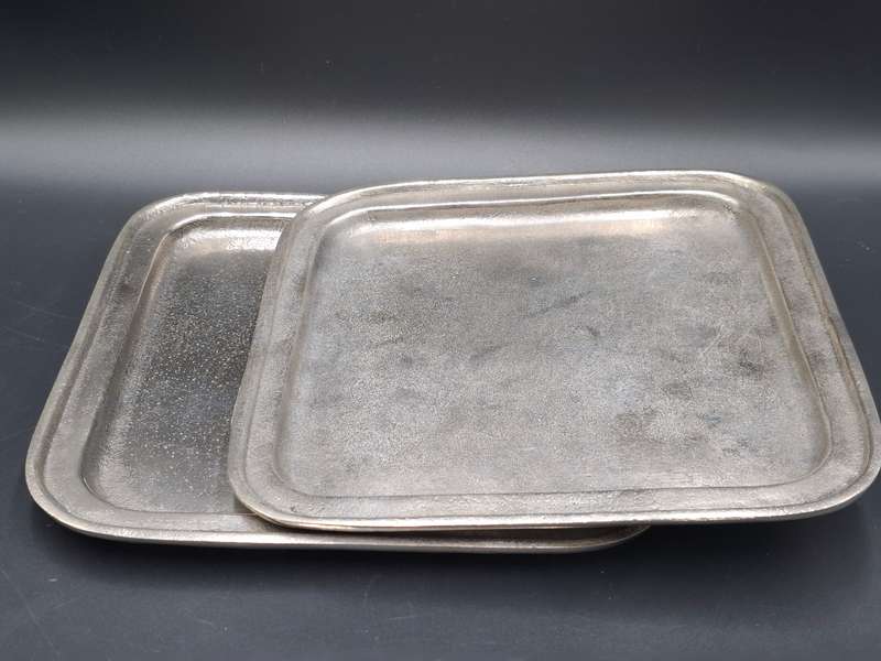Vintage Regula Serving Trays x 2 - Heavy Cast Aluminium  - 26.5cm L x 26.5cm W - made in Italy