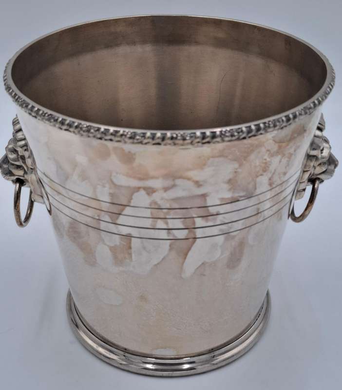 Vintage PH Vogel & Co Silver Plated Champagne Cooler - Detailed Lion's Head Ring Handles