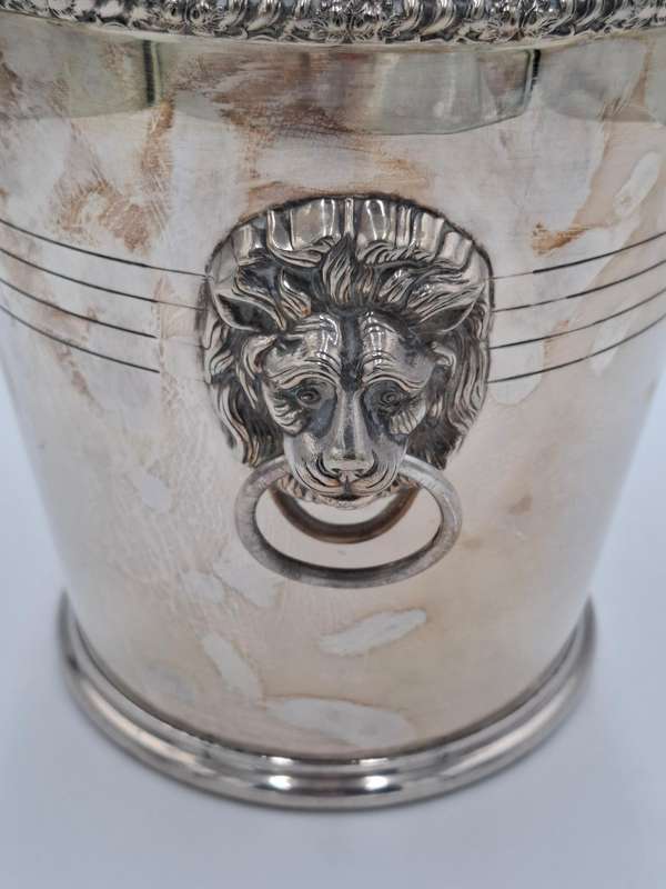 Vintage PH Vogel & Co Silver Plated Champagne Cooler - Detailed Lion's Head Ring Handles