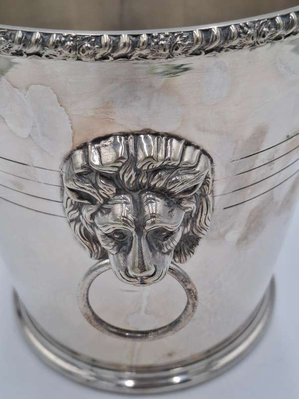 Vintage PH Vogel & Co Silver Plated Champagne Cooler - Detailed Lion's Head Ring Handles