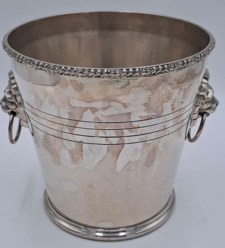 Vintage PH Vogel & Co Silver Plated Champagne Cooler - Detailed Lion's Head Ring Handles