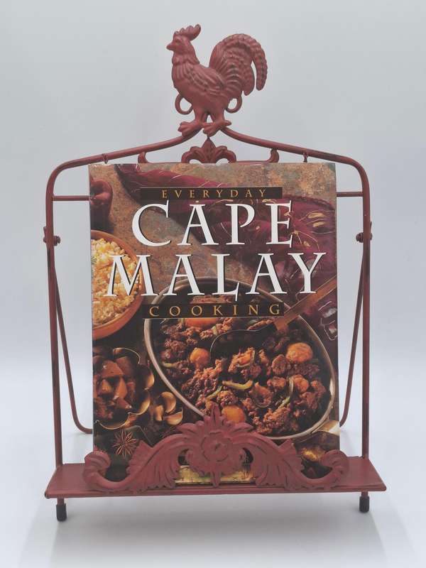 Vintage Red Rooster Metal Recipe Book Stand - Vibrant Colour - Lovely Boho Style