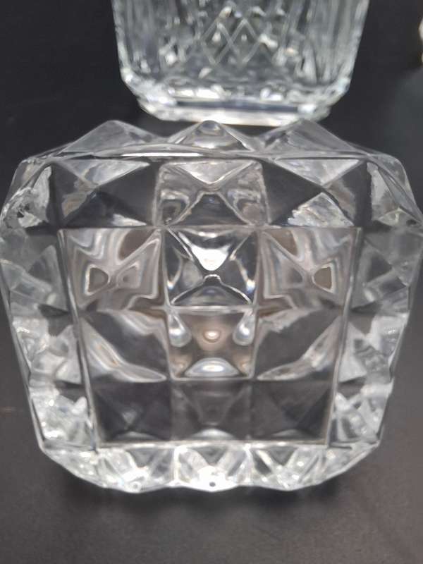 Vintage French Lead Crystal Decanter Pair with Stoppers - Sophisticated & Functional