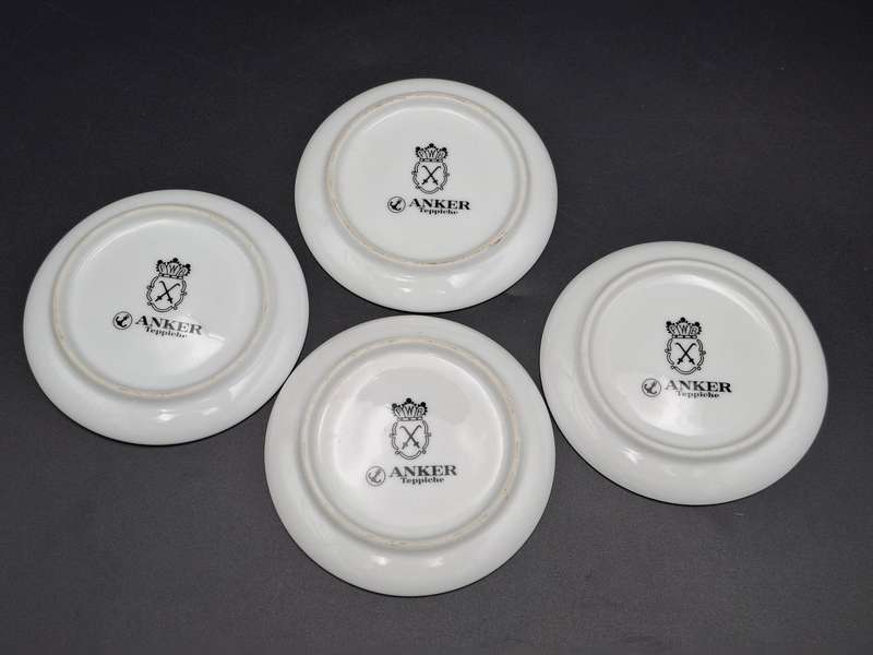 4 x Vintage Mini Porcelain Plates manufactured in Germany - featuring historical buildings in Duren