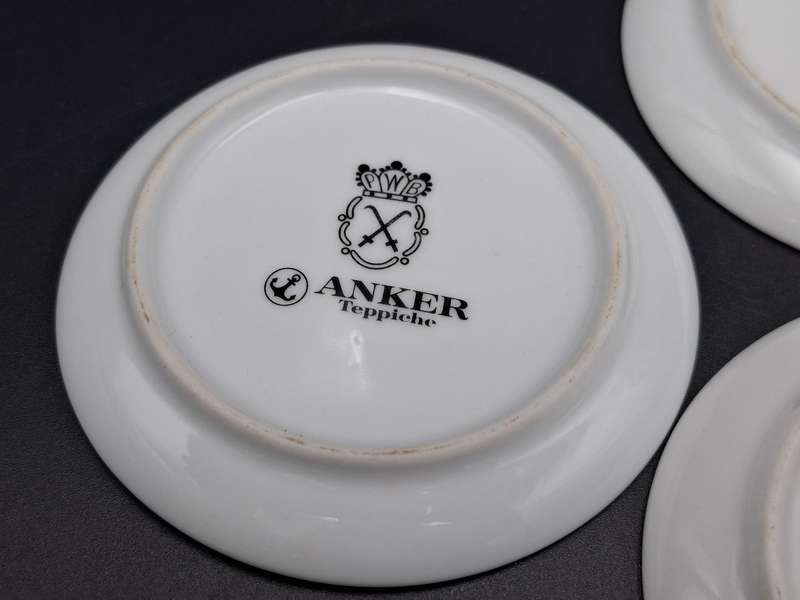 4 x Vintage Mini Porcelain Plates manufactured in Germany - featuring historical buildings in Duren