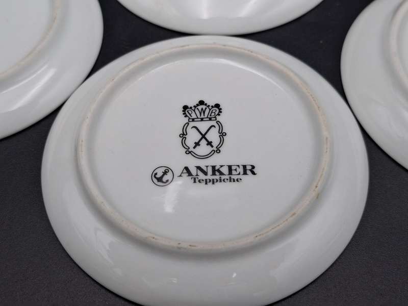 4 x Vintage Mini Porcelain Plates manufactured in Germany - featuring historical buildings in Duren