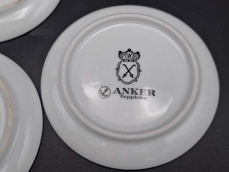 4 x Vintage Mini Porcelain Plates manufactured in Germany - featuring historical buildings in Duren