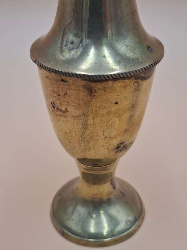 Vintage Pair of Brass Condiment Shakers with Plastic Inners