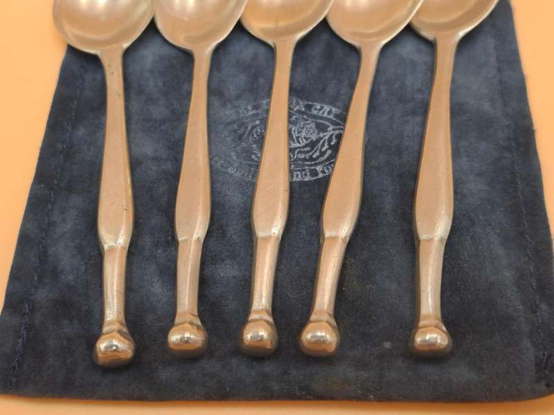 6x Vintage Marked "Manx Cat 94°" Small Silver Round Head Spoons - Sugar/Salt - Beautiful (1 damaged)