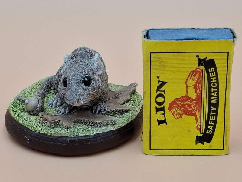 Vintage Hand Painted Resin Sculpture of a Field Mouse - Artist James Kendall King c.1980 to 1989