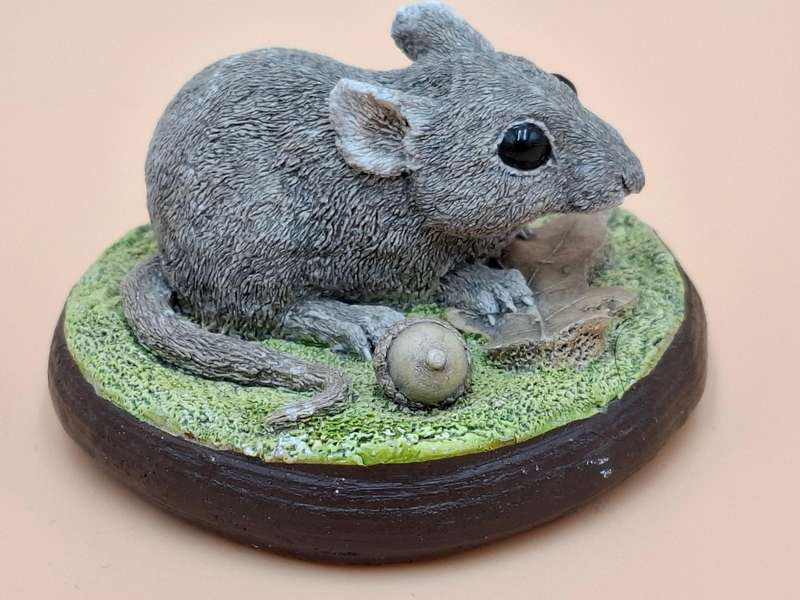 Vintage Hand Painted Resin Sculpture of a Field Mouse - Artist James Kendall King c.1980 to 1989