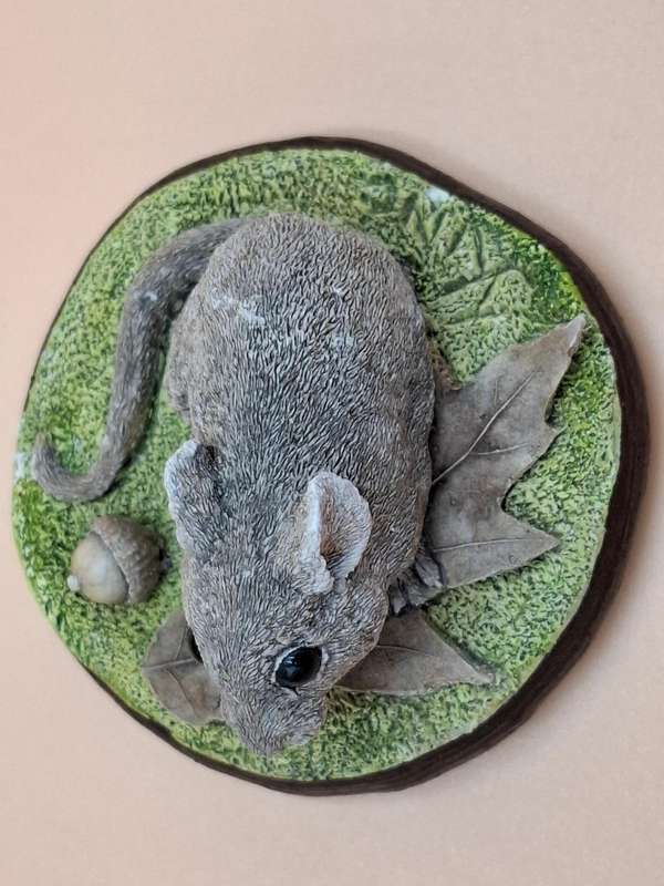 Vintage Hand Painted Resin Sculpture of a Field Mouse - Artist James Kendall King c.1980 to 1989