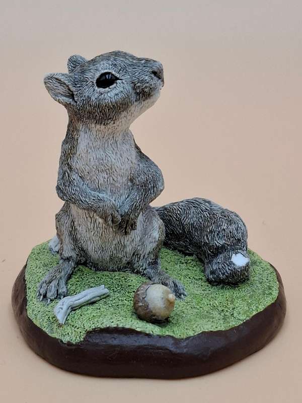 Vintage Hand Painted Resin Sculpture of a Squirrel - Artist James Kendall King c. 1980 to 1989