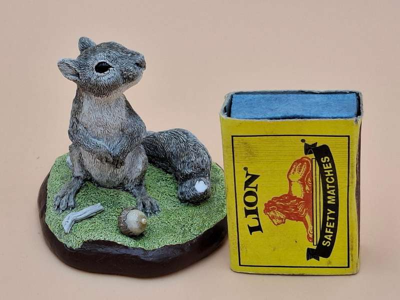Vintage Hand Painted Resin Sculpture of a Squirrel - Artist James Kendall King c. 1980 to 1989