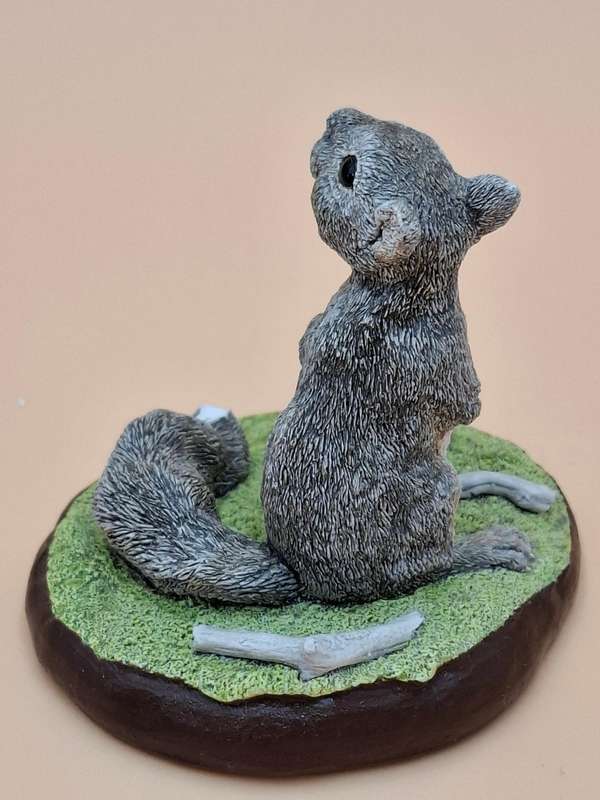 Vintage Hand Painted Resin Sculpture of a Squirrel - Artist James Kendall King c. 1980 to 1989