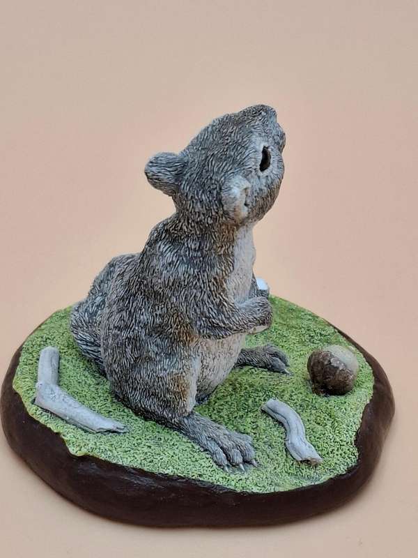 Vintage Hand Painted Resin Sculpture of a Squirrel - Artist James Kendall King c. 1980 to 1989