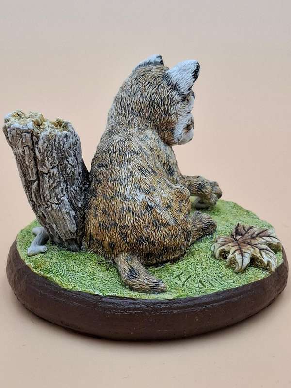 Vintage Hand Painted Resin Sculpture of a Bobcat - Artist James Kendall King c. 1980 to 1989