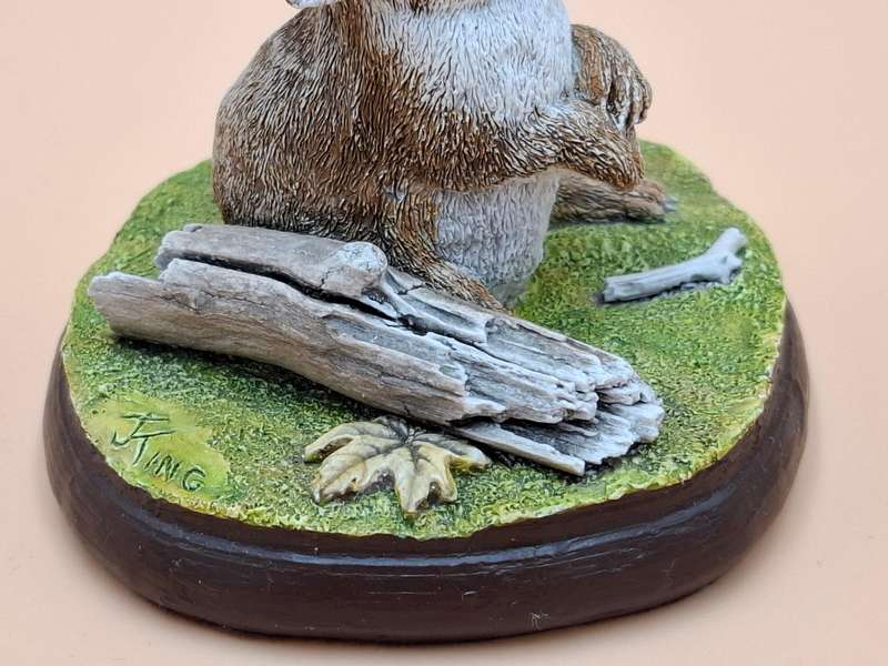 Vintage Hand Painted Resin Sculpture of A Rabbit - Artist James Kendall King c. 1980 to 1989