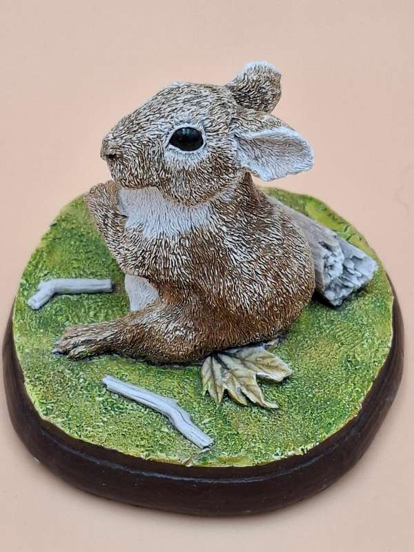 Vintage Hand Painted Resin Sculpture of A Rabbit - Artist James Kendall King c. 1980 to 1989