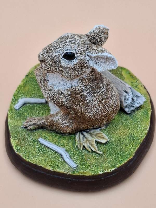 Vintage Hand Painted Resin Sculpture of A Rabbit - Artist James Kendall King c. 1980 to 1989