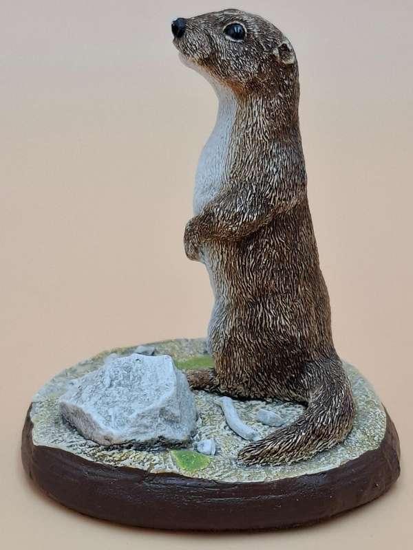 Vintage Hand Painted Resin Sculpture of an Otter - Artist James Kendall King c. 1980 to 1989