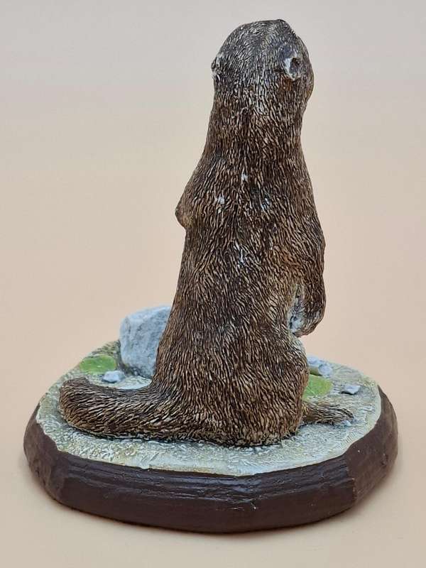 Vintage Hand Painted Resin Sculpture of an Otter - Artist James Kendall King c. 1980 to 1989