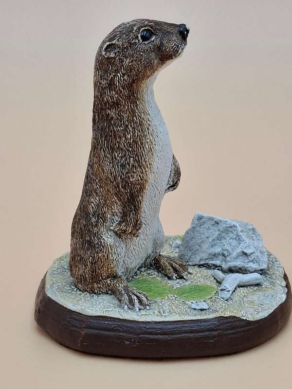 Vintage Hand Painted Resin Sculpture of an Otter - Artist James Kendall King c. 1980 to 1989