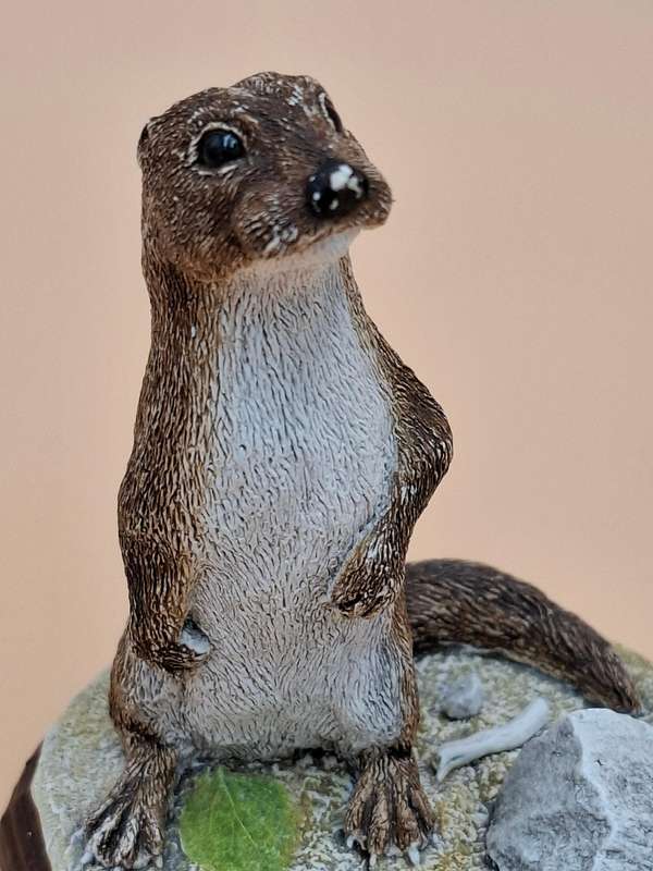 Vintage Hand Painted Resin Sculpture of an Otter - Artist James Kendall King c. 1980 to 1989