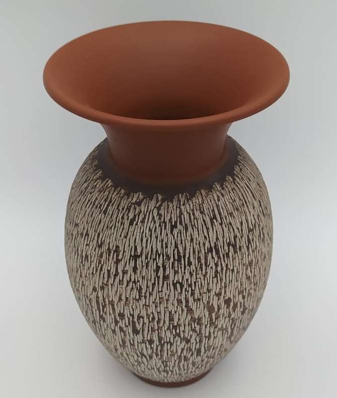 Vintage Mid Century Handmade West German Pottery vase with sgrafitto detail - excellent condition