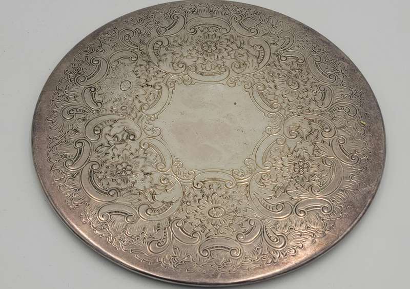 Vintage Silver Plated Drinks Placemats x 6 & Larger Placemat x 1 - Aged Patina