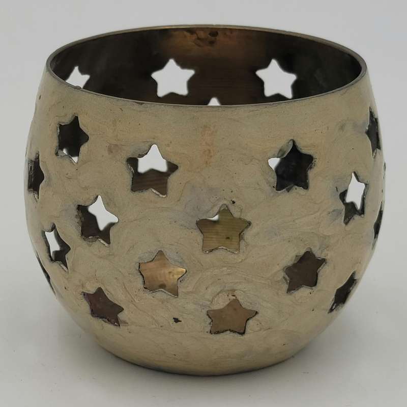 Brass Tealight Candle Holder with Star Shapes
