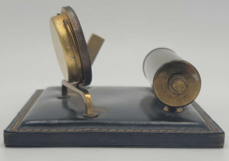 Vintage Leather Desktop French Calendar with Pen Holder