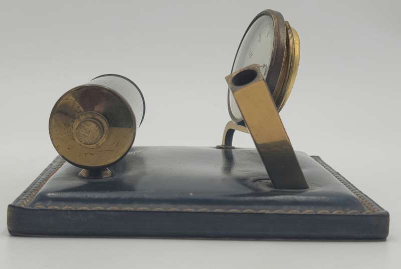 Vintage Leather Desktop French Calendar with Pen Holder
