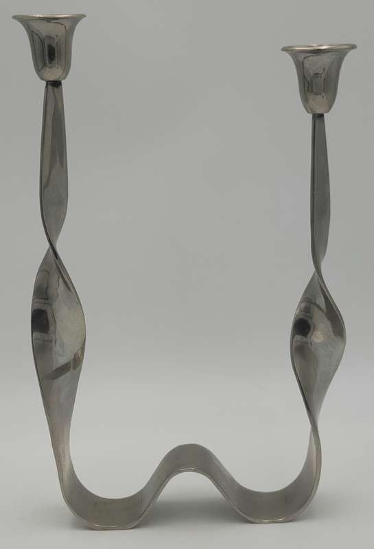 Vintage Silver Plated Italian Modern Candelabra with Duo Candle Holders