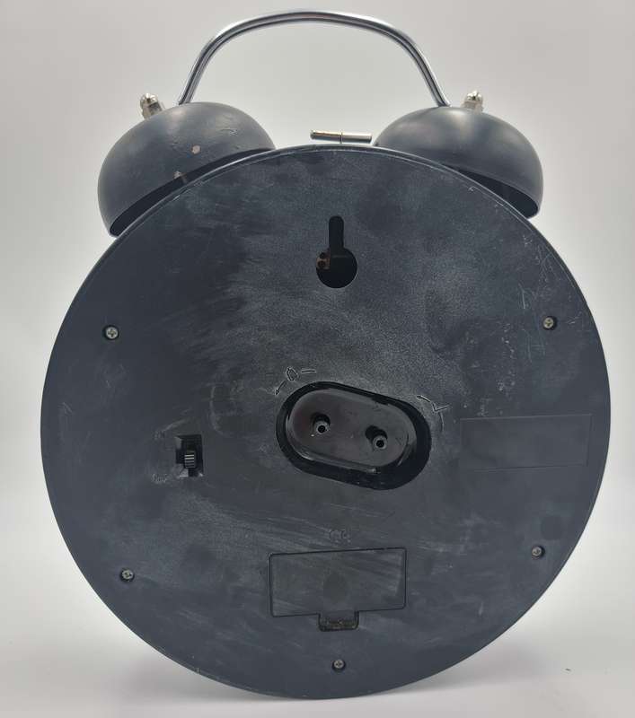 Retro Style Alarm Clock in Black Metal - Large 24cm Diameter